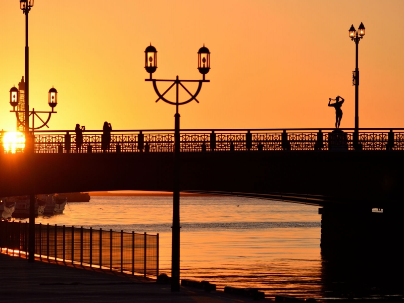 幣舞橋　夕日