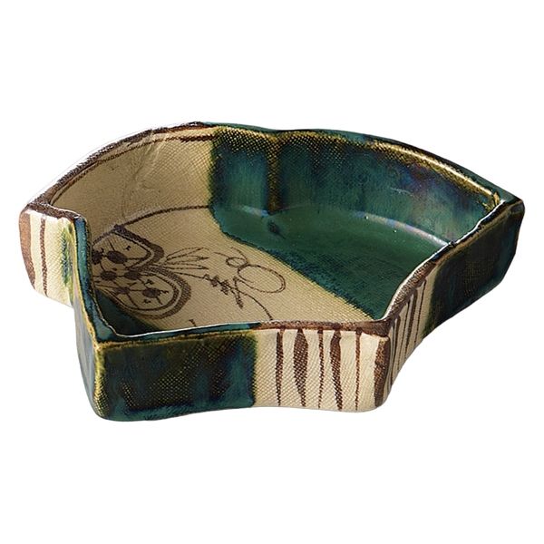 織部焼　千鳥蔓草