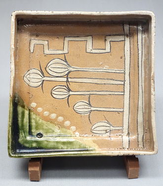 織部焼　角皿　国立博物館蔵