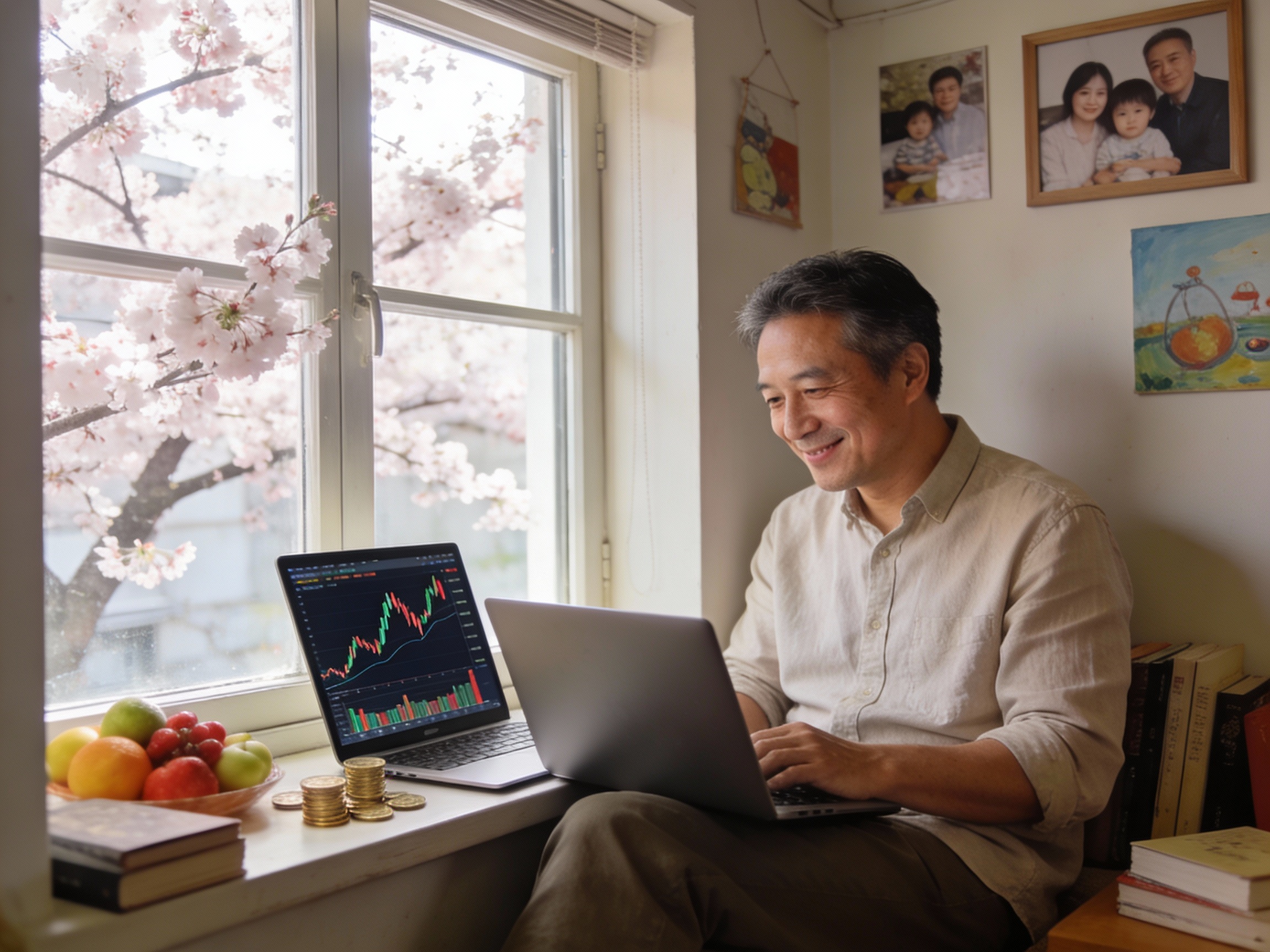 株を投資して楽しんでいる図