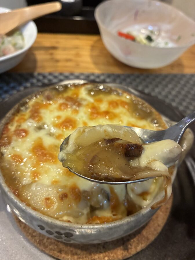 葛粉和風だし野菜グラタン、煮込まれた野菜たち