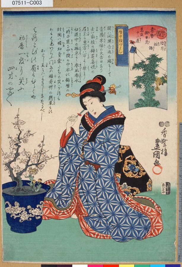 浮世絵 歌川国貞 意勢固世見見立十二直 開