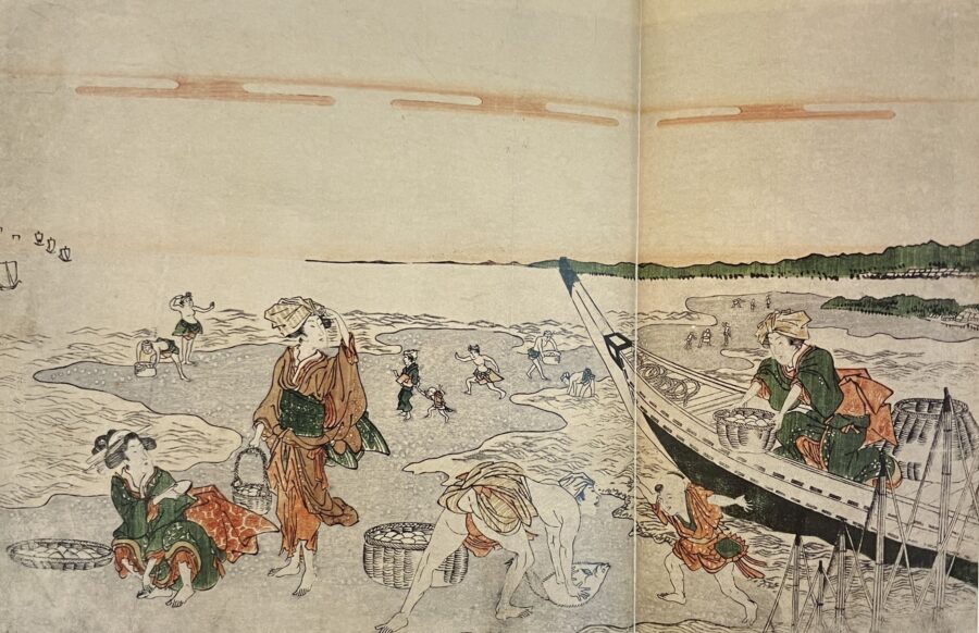 潮干狩り　浮世絵