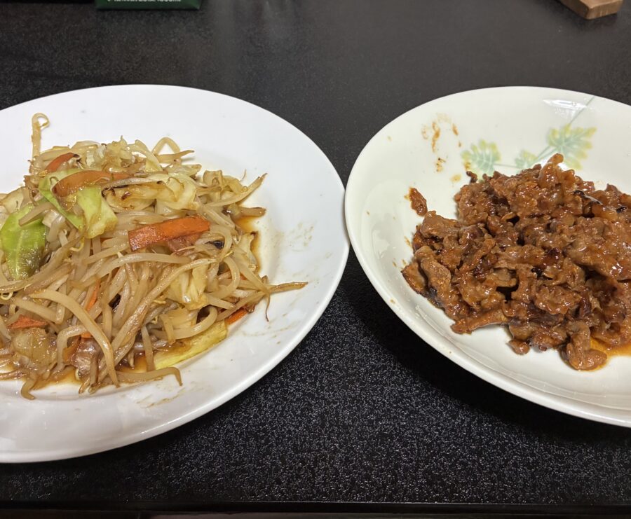 野菜炒めとプルコギ